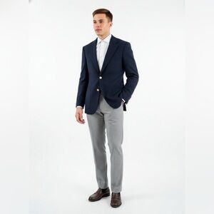 John Peel Blazer Men’s 39R Navy Blue Wool Gold Buttons Academia Preppy Jacket‎